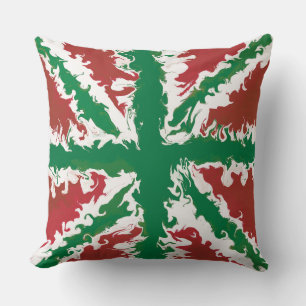 Coussin Union Jack Peint Royaume-Uni Art Rouge et vert lan