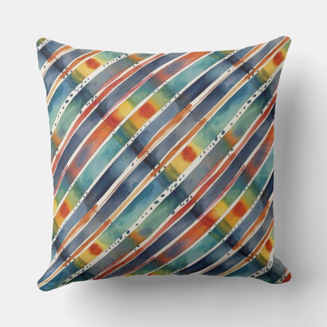 Coussin Unique couleur arc-en-ciel rayures Motif d'aquarel (Verso)
