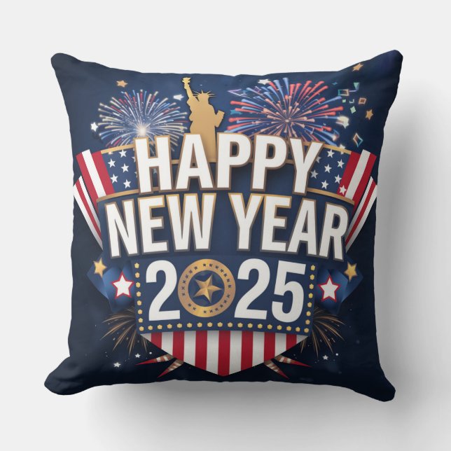 Coussin Unique Happy New Year 2025 Design. (Recto)