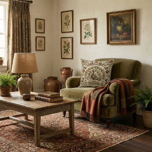 Coussin unique motif rétro oriental vintage 