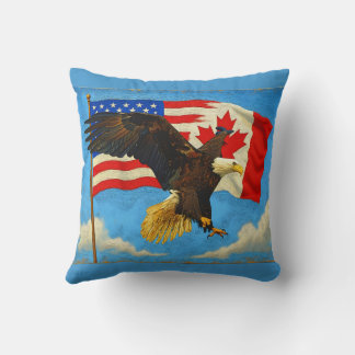 Coussin Unité - Drapeau du Canada, Drapeau américain et Ai