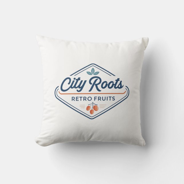 Coussin Urban Farming Retro Fruits City Roots (Recto)