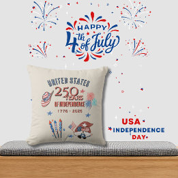 Coussin US 250th Anniversary Patriotic Gnome Throw Pillow