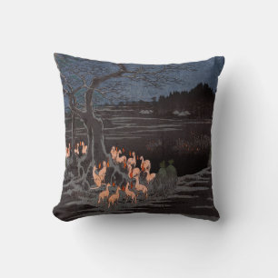 Coussin Utagawa Hiroshige - Le réveillon du Nouvel An tire