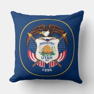 Coussin Utah : Le drapeau américain de l'État de la ruche,