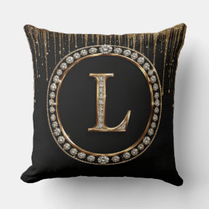 Coussin Utilisation de la marque lettre L monogramme paill