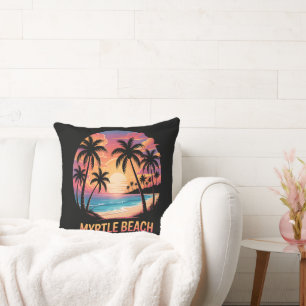 Coussin Vacances à Myrtle Beach Surfeur 