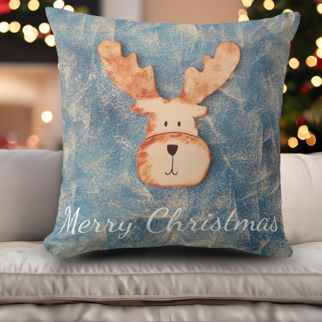 Coussin Vacances de Noël Bleu de Cerf (Créateur téléchargé)