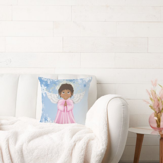 Coussin Vacances de Noël de l'Ange Afro-Américain (Canapé)