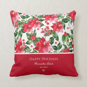Coussin Vacances de Noël Personnalisé Poinsettia Motif