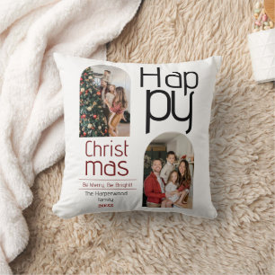 Coussin Vacances de Noël simples Typographie moderne Photo