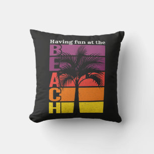 Coussin Vacances d'été S'amuser à la plage Retro