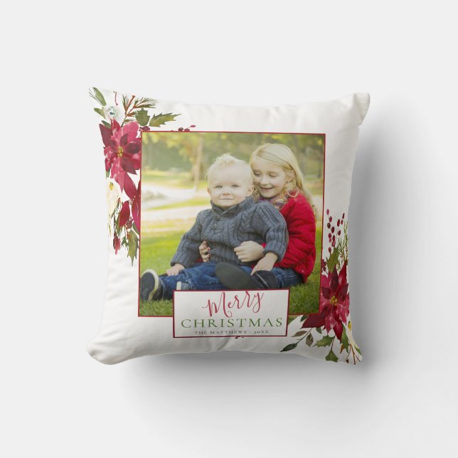 Coussin Vacances florales élégantes de souvenir de photo (Recto)
