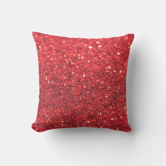 Coussin Vacances pailletées de scintillement de Faux rouge (Recto)