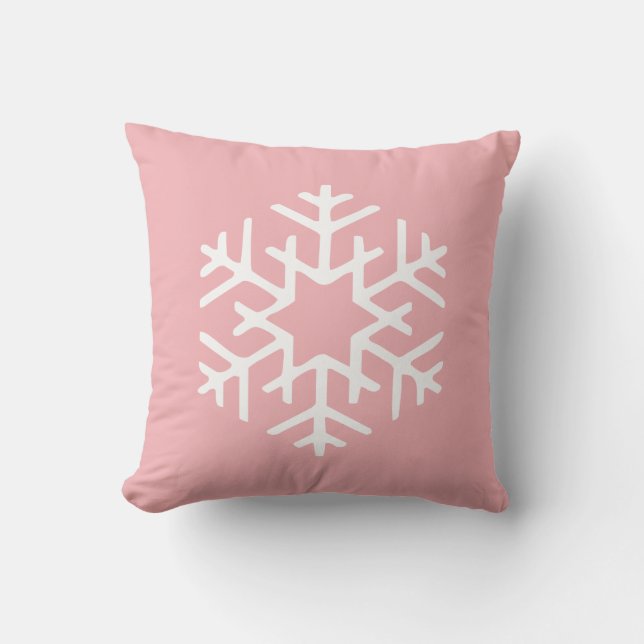 Coussin Vacances tendance de Flocon de neige rose moderne (Recto)
