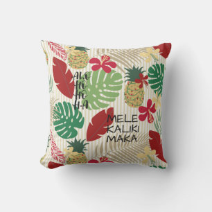 Coussin Vacances tropicales hawaïennes ALO-HO-HA