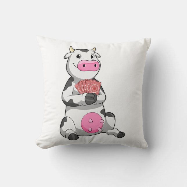 Coussin Vache au Poker avec cartes de Poker (Recto)