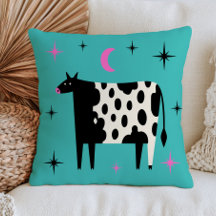 Vache avec étoiles et lune bleu turquoise 