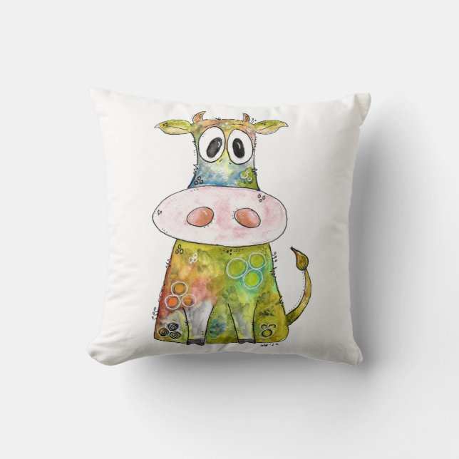 Coussin Vache blanche couleur blanc mignon (Recto)