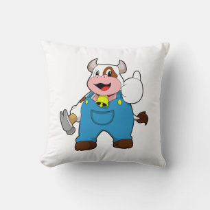 Coussin Vache comme artisan avec marteau