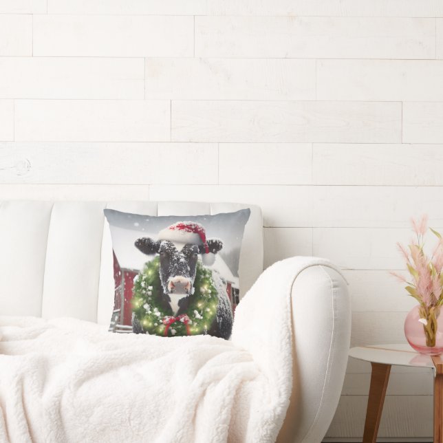 Coussin Vache de Noël portant une couronne (Canapé)