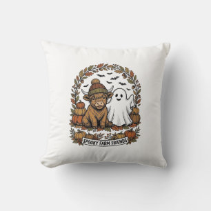 Coussin Vache des Highlands Halloween Fantôme Citrouille A
