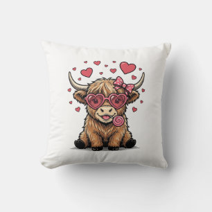 Coussin Vache des Highlands mignonne à lunettes en forme d