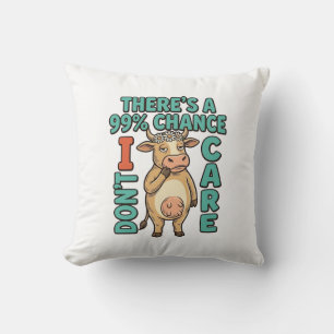 Coussin Vache drôle 99% de chance que je m'en fiche Graphi