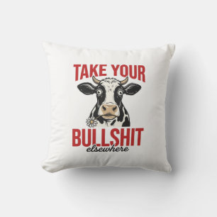 Coussin Vache drôle ailleurs conception de t-shirt vintage