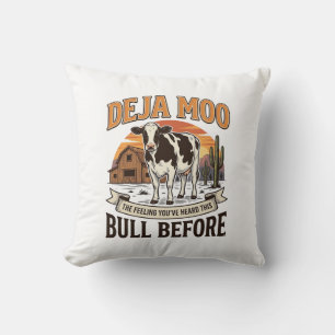 Coussin Vache drôle Deja Moo Création de chemise western v
