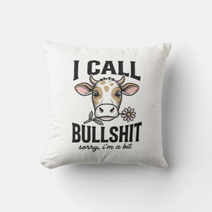 Coussin Vache drôle que j'appelle design de t-shirt vintag
