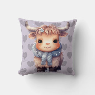 Coussin Vache et coeurs d'hiver mignons