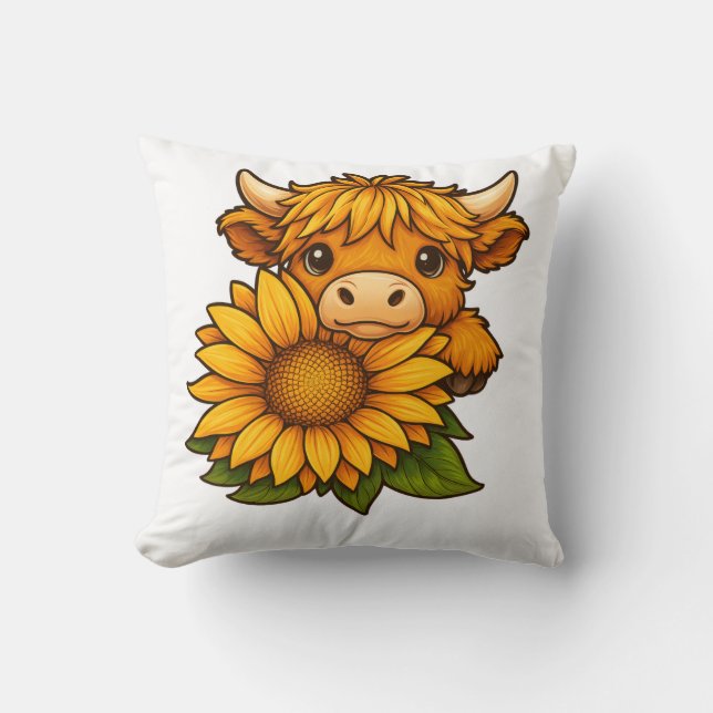 Coussin Vache et tournesol (Recto)