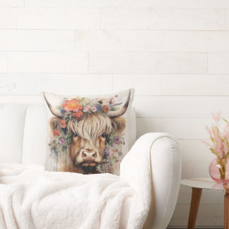 Coussin Vache HIghland en coiffure 3 de 4