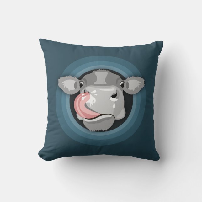 Coussin Vache lécher le nez (Recto)