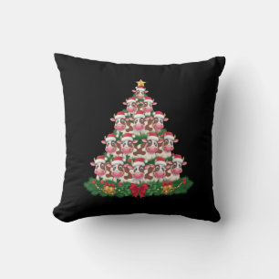 Coussin Vache Noël Arbre drôle Vache Lover Vache Noël