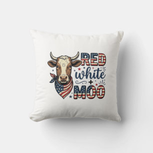 Coussin Vache Patriotique Rouge Blanc Moo Chemise 4 Juille
