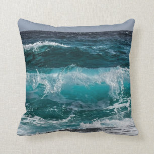 Coussin vague bleue océanique