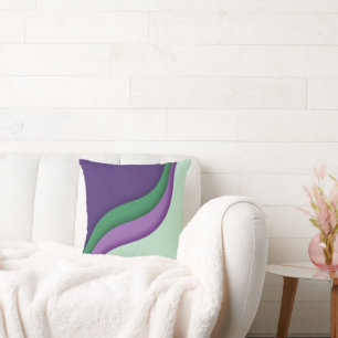 Coussin Vague Moderne Violet Vert 