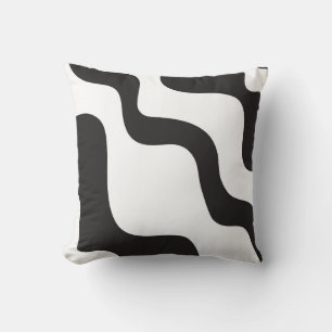 Coussin Vague noir et blanc Art moderne abstrait chic