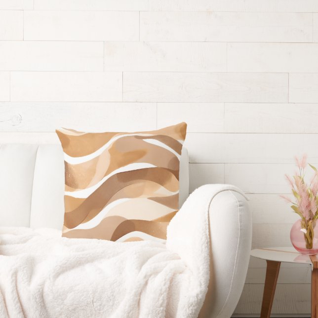 Coussin Vague ombragée de chameau et de tan (Canapé)
