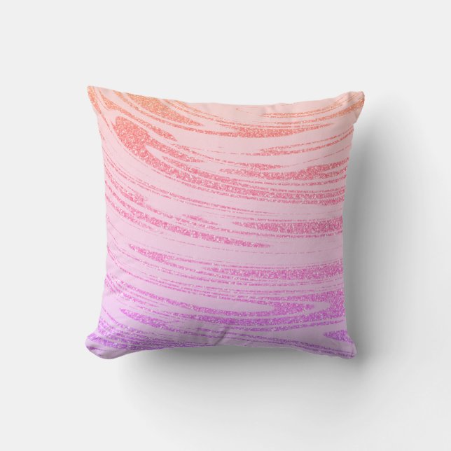 Coussin Vagues Abstrait Rose Rose Gold Parties scintillant (Recto)