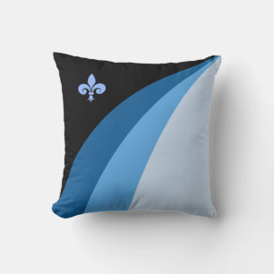 Coussin Vagues abstraites dans des tons bleus & fleur de l