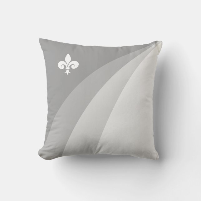 Coussin vagues Abstraites dans les tons gris & fleur de li (Recto)