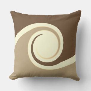 Coussin Vagues Abstraites en Beige, Brun et Ivoire