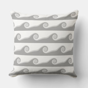 Coussin Vagues abstraites en gris et blanc
