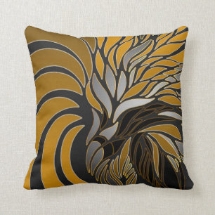 Coussin vagues Abstraites, lignes, feuilles, design modern