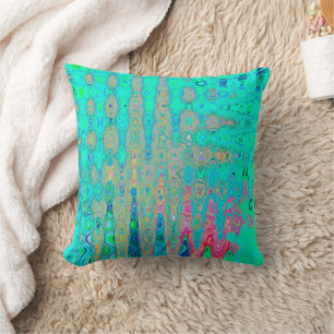 Coussin Vagues Atomiques Abstraites Rétro Groovy Arc-en-Ci