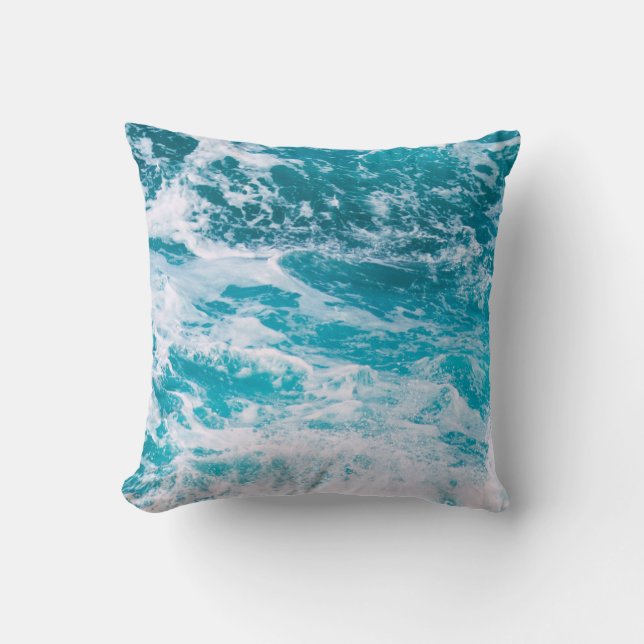 Coussin Vagues de l'océan bleu (Recto)