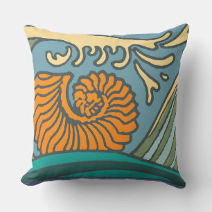 Coussin Vagues de l'océan bleu motif coquille de nautile A